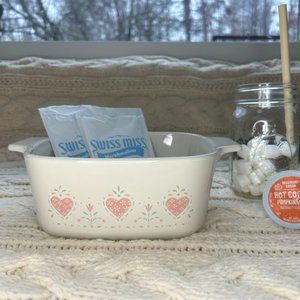Small  CorningWare Square Baking Pan with Cute Heart Designs - Bake with Love!